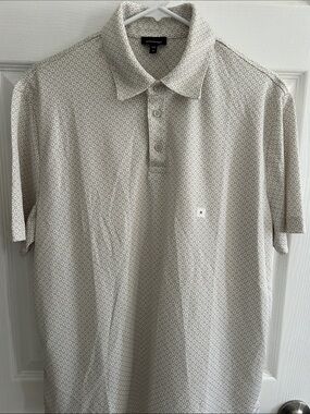 Express Men's Light Beige Micro-Print Polo
